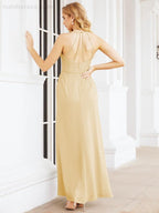 Numbersea Spaghetti Strap Bridesmaid Dresses V-Neck Long A-Line Formal Prom Gowns 28063