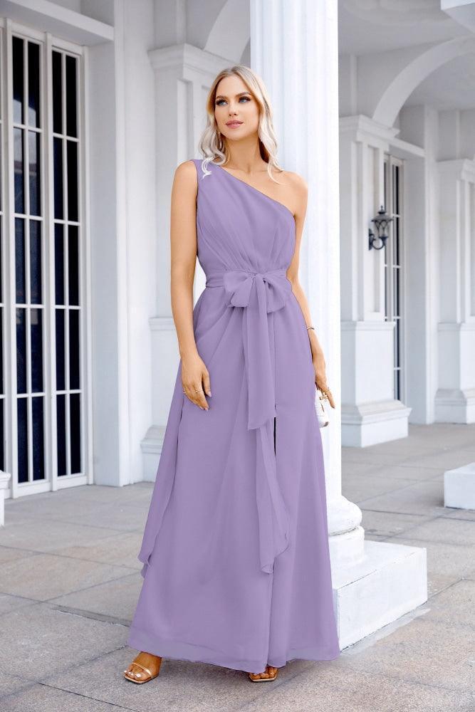 Ladies Chiffon One Shoulder Bridesmaid Evening Dress Wedding Party Evening Dress 28133
