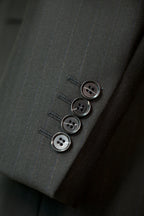 Three-Piece Subtle Pinstripe Wool Wedding Suit | Classic Tailored Formal Groom Suit