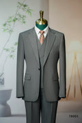 Three-Piece Subtle Pinstripe Wool Suit | Tailored Formal Groom & Business Suit