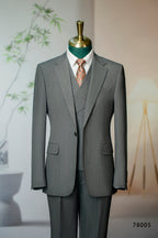 Three-Piece Subtle Pinstripe Wool Suit | Tailored Formal Groom & Business Suit