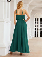Numbersea  Halter Long Bridesmaid Dresses Formal A line Juniors Dress 28029