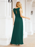 Formal Prom Gown Elegant V-Neck Sleeveless Bridesmaid Dresses for Wedding Party 28037