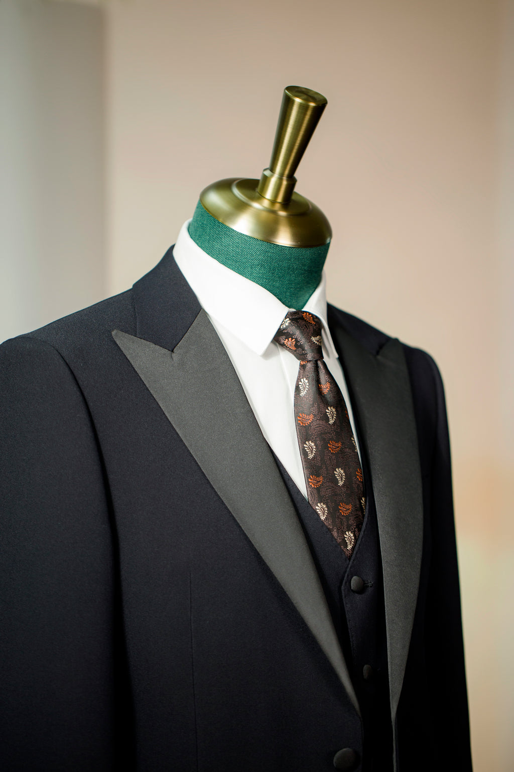 Three-Piece Black Tuxedo with Satin Lapels | Tailored Formal Groom Suit