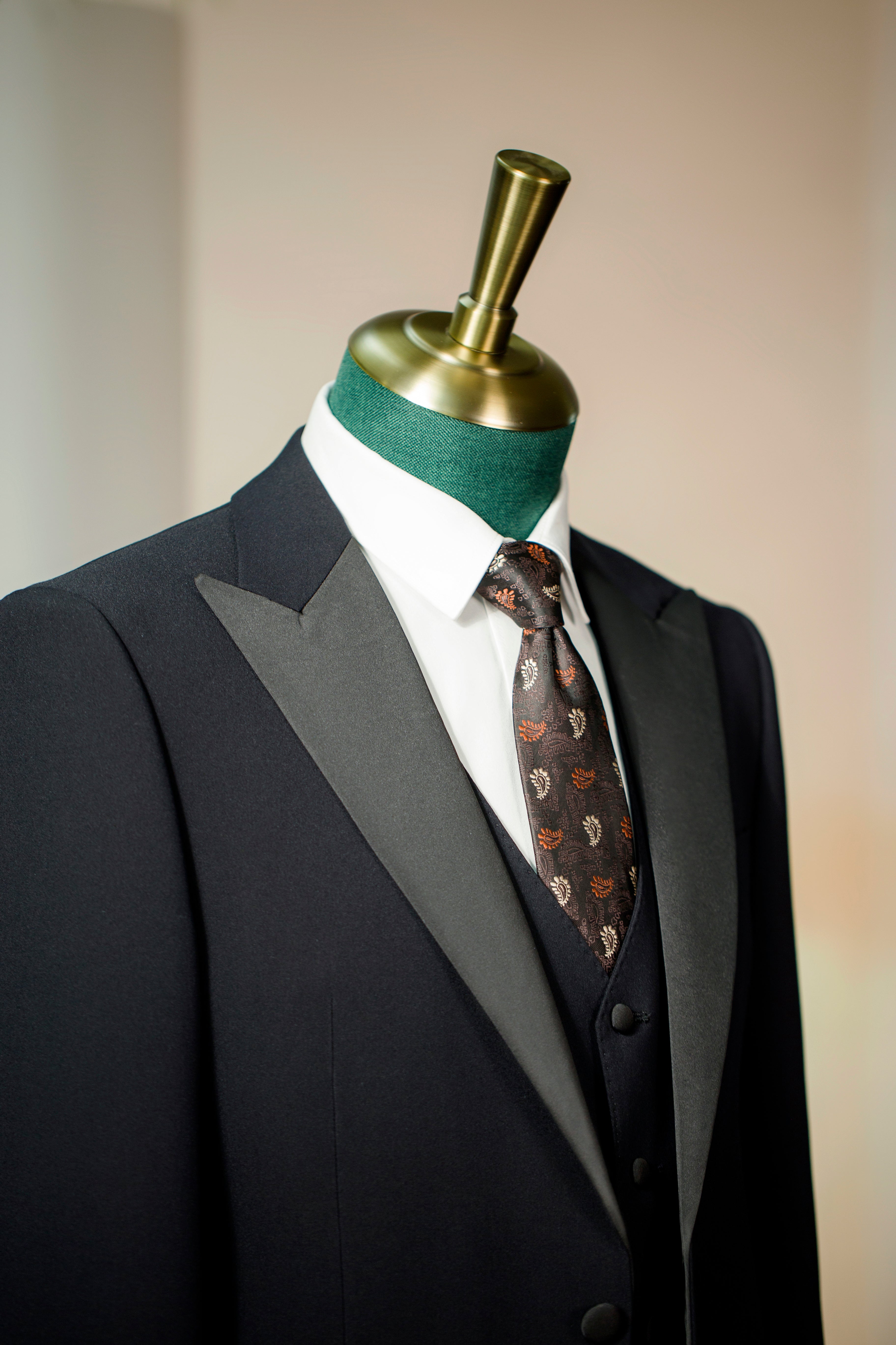 Three-Piece Black Tuxedo with Satin Lapels | Tailored Formal Groom Suit
