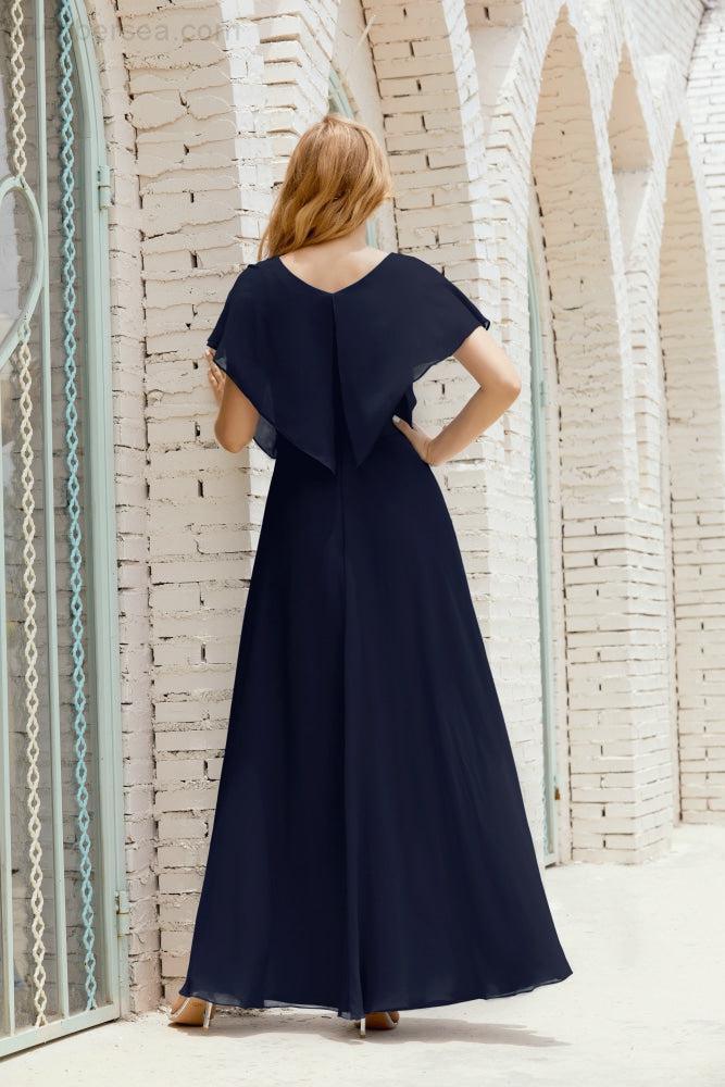 Numbersea  Mother of The Bride Dresses Plus Size V-Neck Floor Length Formal Prom Dress for Wedding Guest 28020