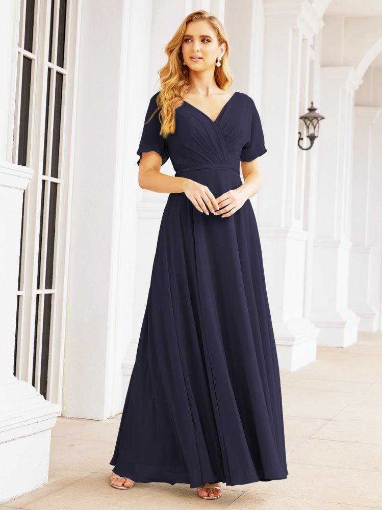 Numbersea Formal Prom Gowns for Mother of The Bride Short Sleeves Bridesmaid Dress 28049