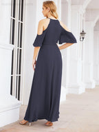 Numbersea Cold Shoulder Bridesmaid Dresses A-Line Long Formal Evening Gowns 28074