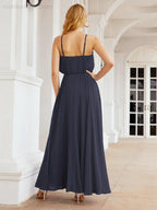 Numbersea  Halter Long Bridesmaid Dresses Formal A line Juniors Dress 28029