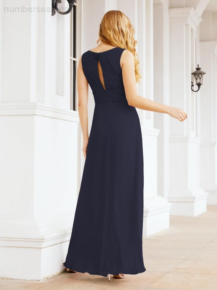 Formal Prom Gown Elegant V-Neck Sleeveless Bridesmaid Dresses for Wedding Party 28037