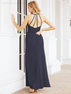 Numbersea Spaghetti Strap Bridesmaid Dresses V-Neck Long A-Line Formal Prom Gowns 28063