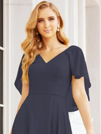 Numbersea Bridesmaid Dresses for Wedding Formal Evening Party Prom Gown with Cape 28050