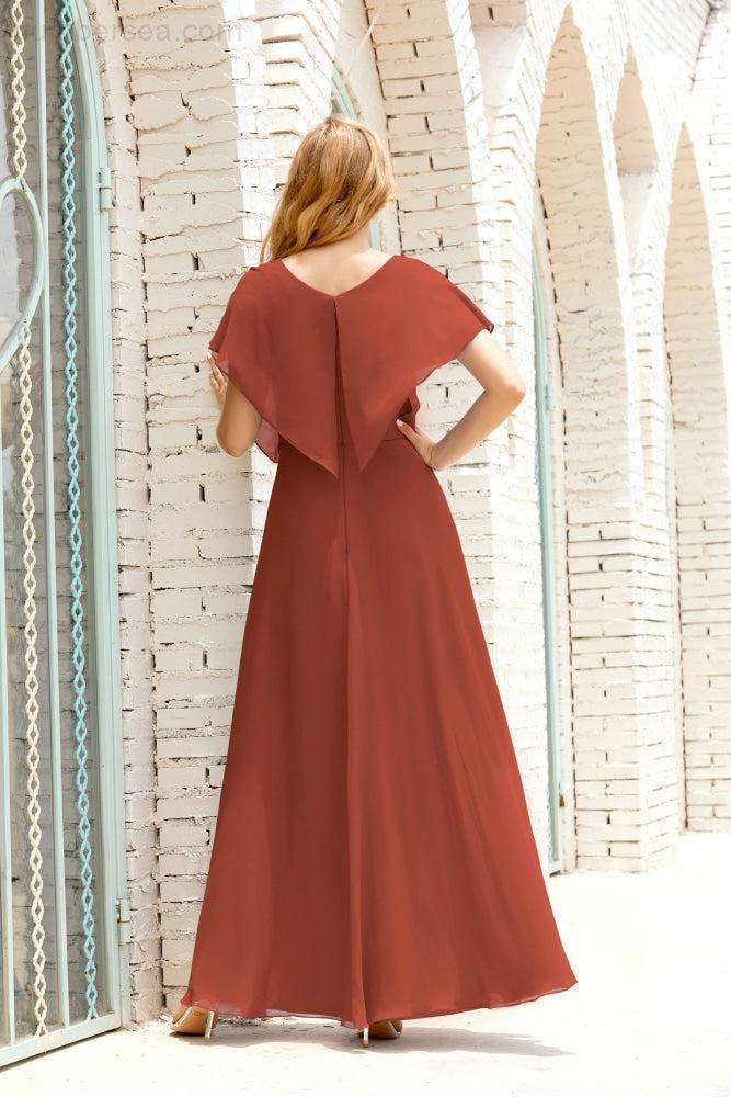 Numbersea  Mother of The Bride Dresses Plus Size V-Neck Floor Length Formal Prom Dress for Wedding Guest 28020