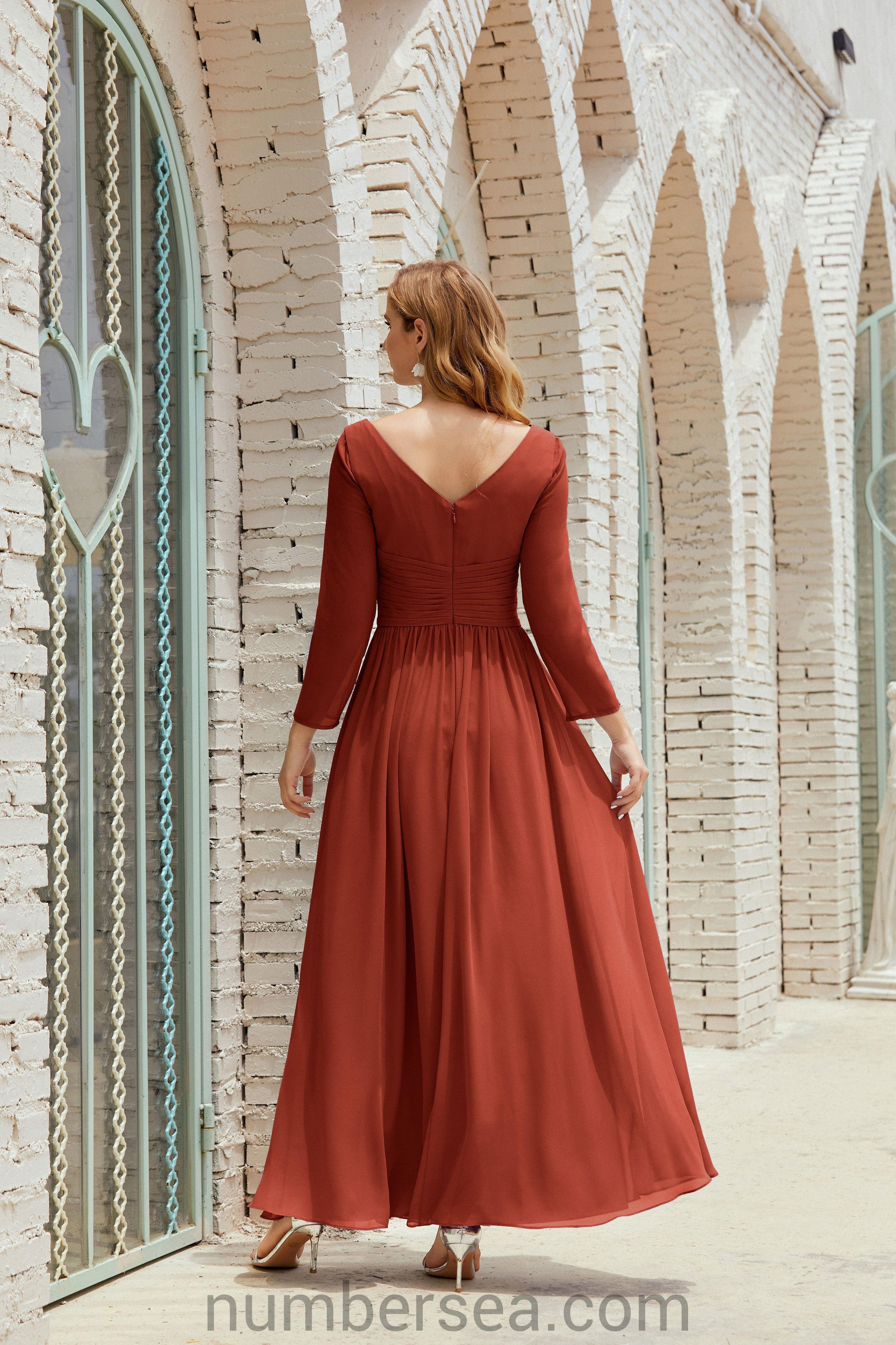 Numbersea Bridesmaid Dress Chiffon Formal Party Dress Evening Dress 28016
