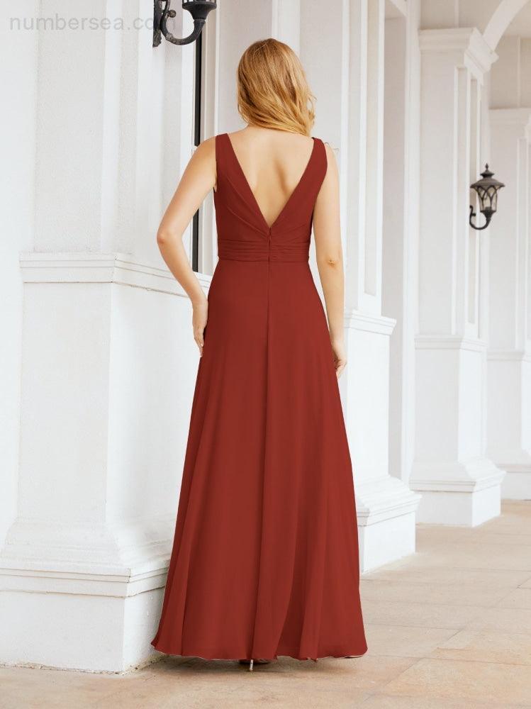 Numbersea Bridesmaid Dresses for Wedding Ruffles Long Formal Prom Gowns 28039