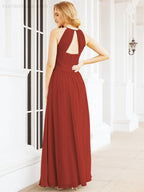Numbersea Sleeveless Bridesmaid Dresses Long Prom Gown Zipper with Keyhole Back 28056