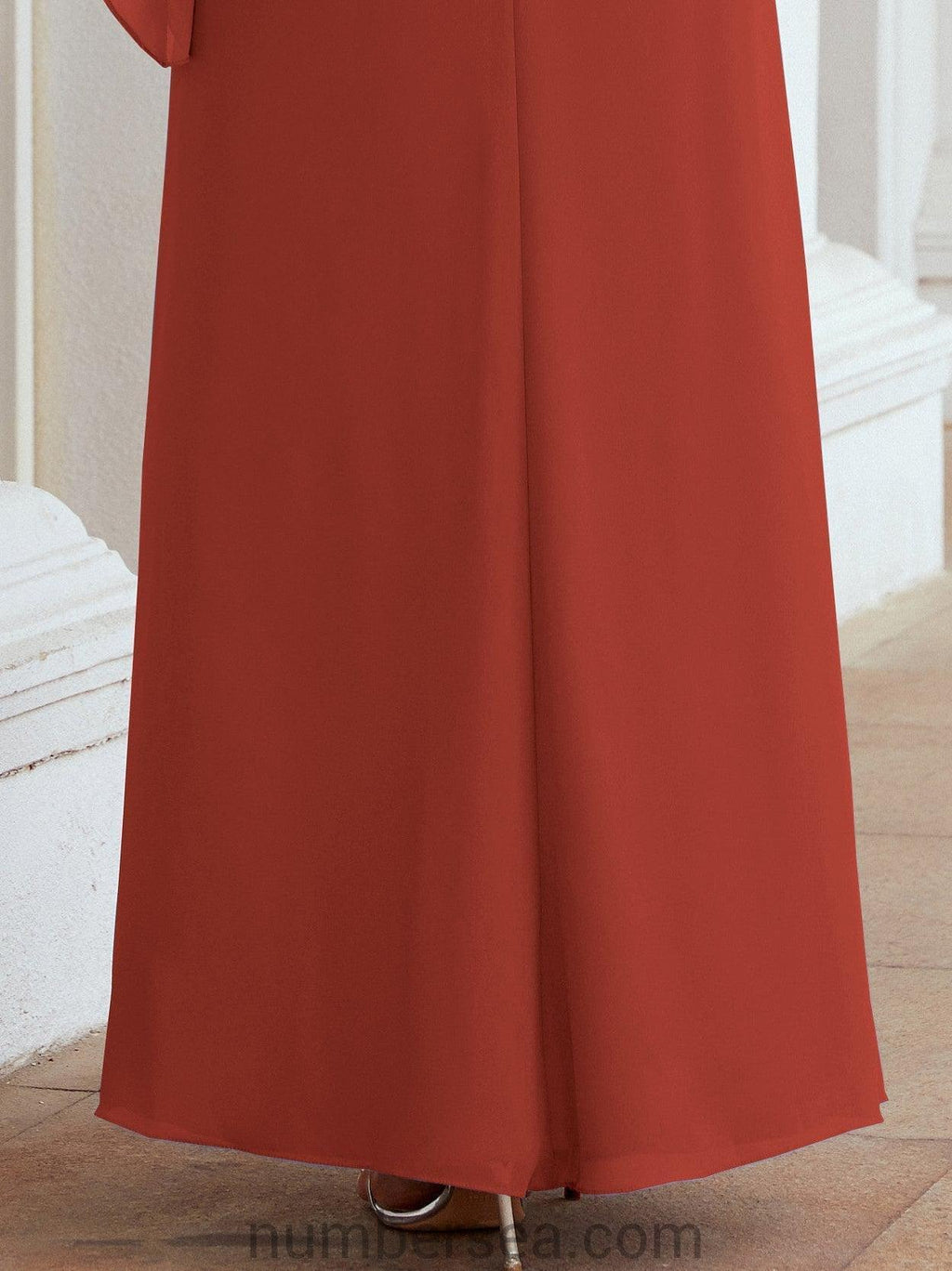 Numbersea Formal Party Gown Dress Long Mother of The Bride Dresses with Ruffle Cape 28026