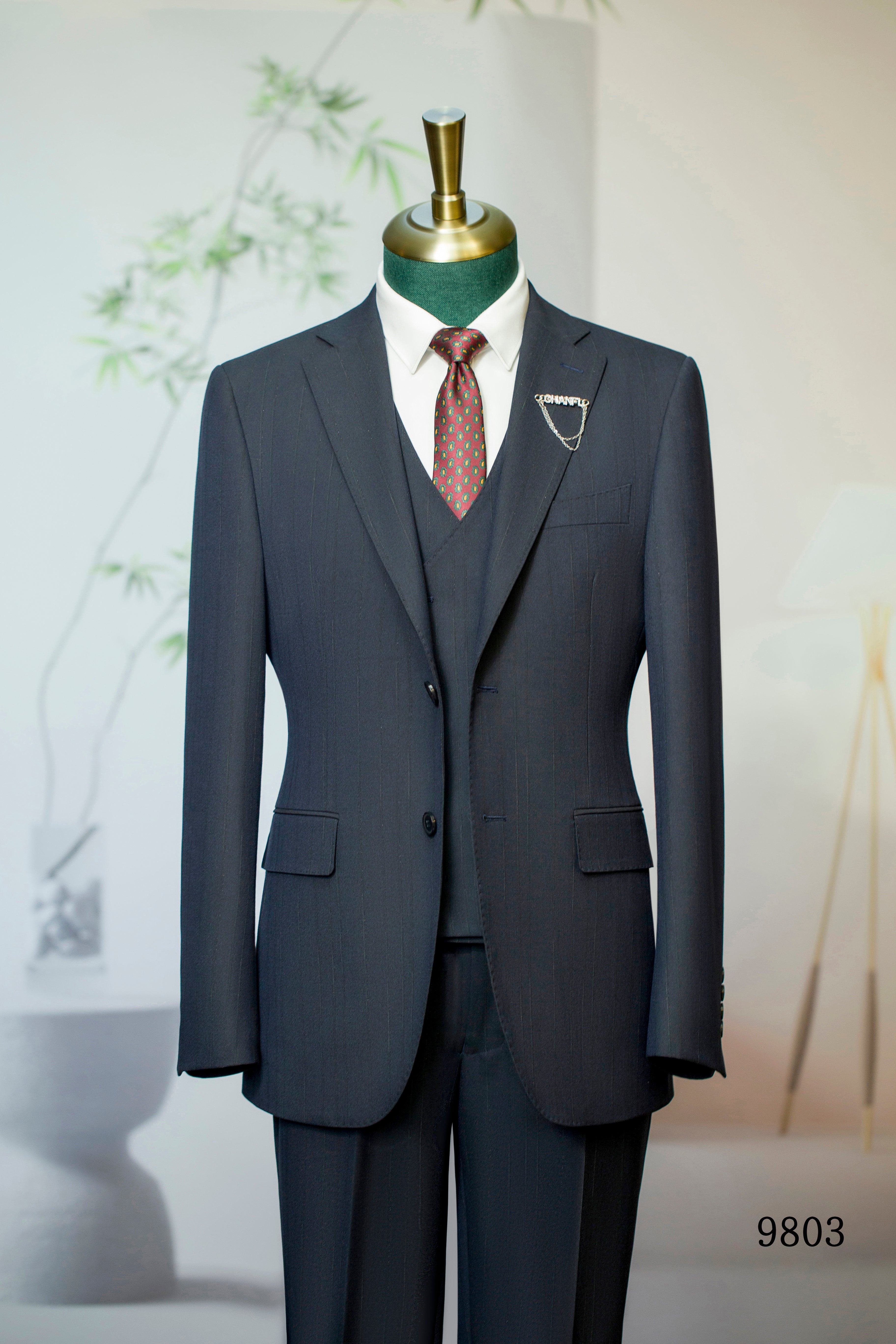 Diberon Men's Wedding Dress Business Formal Three-piece Slim Groomsman Groom Wedding Dress 9803