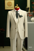Three-Piece Cream Wool Suit | Tailored Formal Groom & Summer Wedding Suit