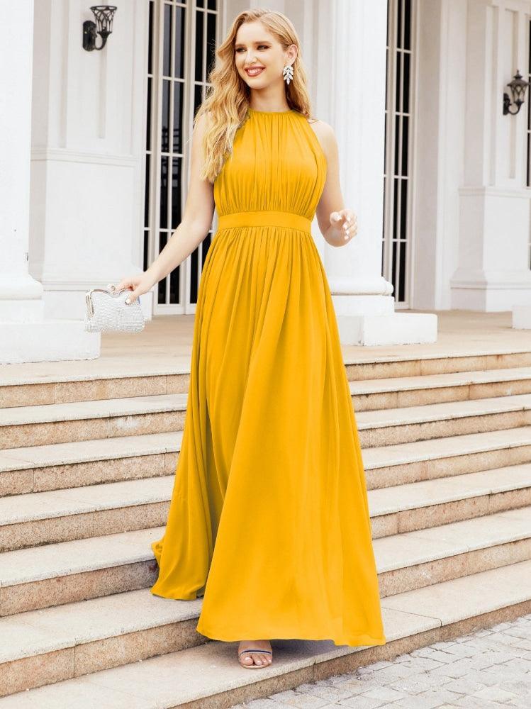 Numbersea Halter Bridesmaid Dress Empire Waist Formal Evening Prom Gown for Mother of The Bride 28030