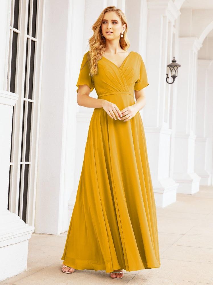 Numbersea Formal Prom Gowns for Mother of The Bride Short Sleeves Bridesmaid Dress 28049