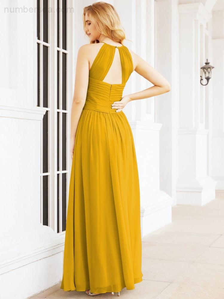 Numbersea Sleeveless Bridesmaid Dresses Long Prom Gown Zipper with Keyhole Back 28056