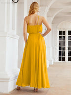 Numbersea  Halter Long Bridesmaid Dresses Formal A line Juniors Dress 28029