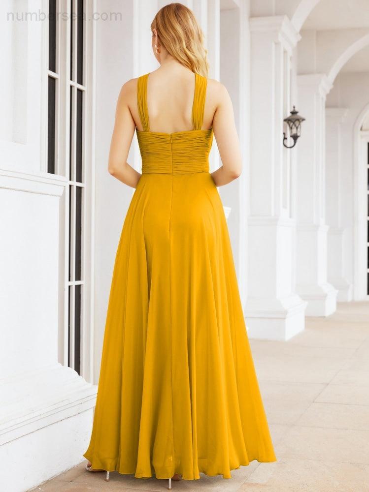 Numbersea Crisscross Halter Bridesmaid Dresses for Party Wedding Evening Prom Maxi Ball Gowns 28053