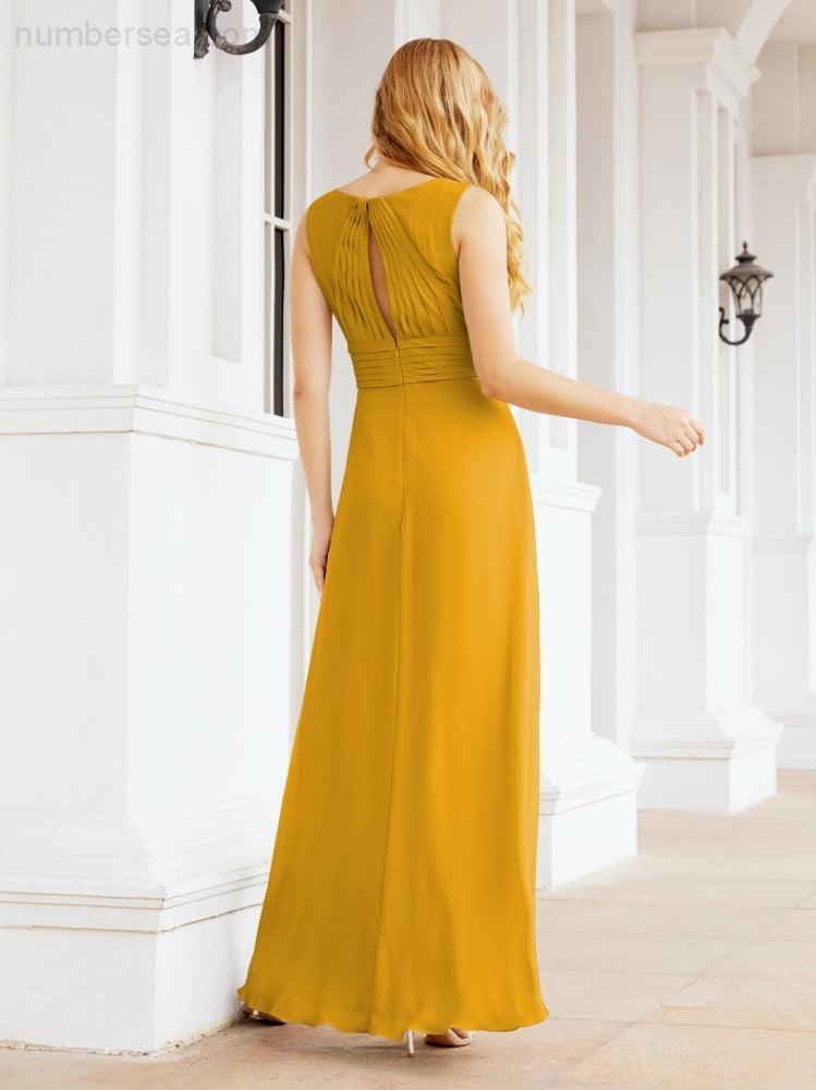 Formal Prom Gown Elegant V-Neck Sleeveless Bridesmaid Dresses for Wedding Party 28037