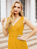 Formal Prom Gown Elegant V-Neck Sleeveless Bridesmaid Dresses for Wedding Party 28037