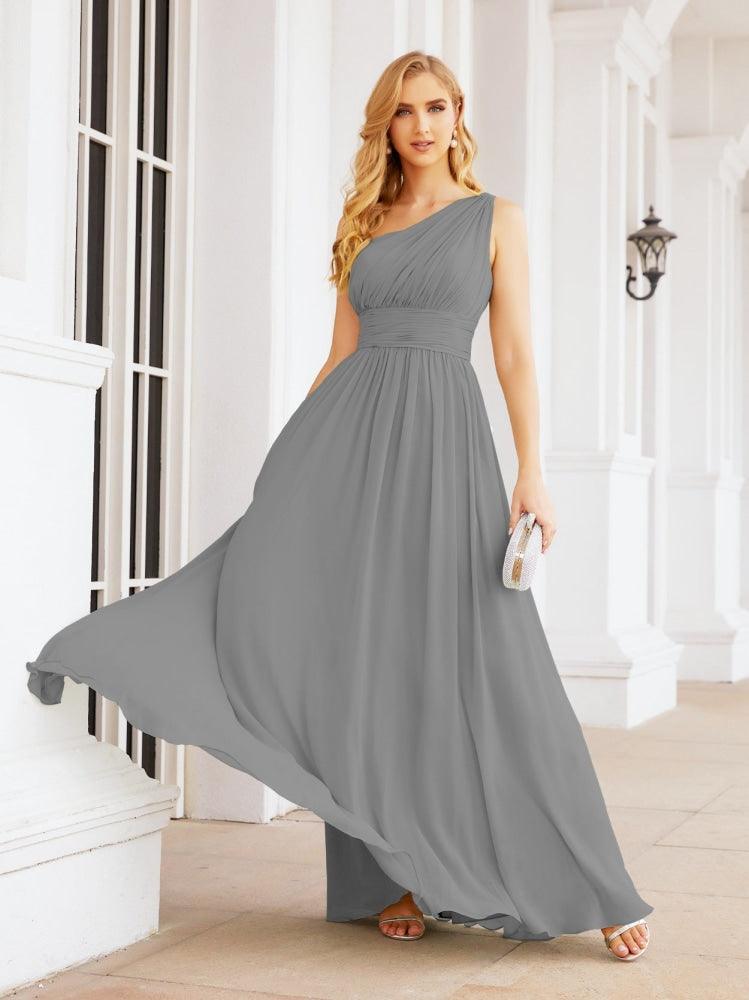Numbersea One Shoulder Bridesmaid Dresses Long Maxi Formal Evening Party Prom Gowns 28061