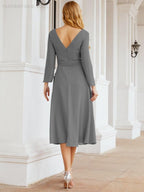 Bridesmaid Dress V-Back Waist Belt Mother of the Bride Wedding Guest 28031