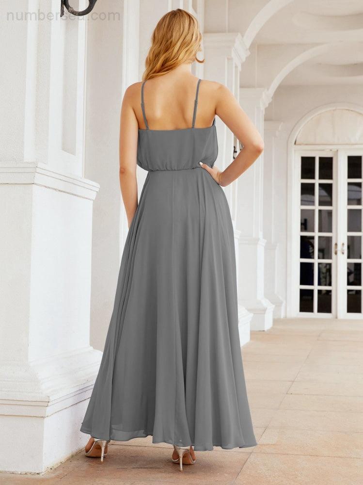 Numbersea  Halter Long Bridesmaid Dresses Formal A line Juniors Dress 28029