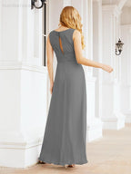 Formal Prom Gown Elegant V-Neck Sleeveless Bridesmaid Dresses for Wedding Party 28037