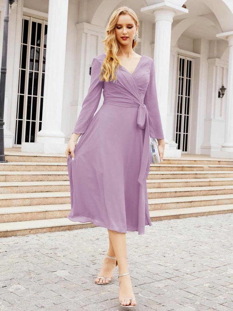 Bridesmaid Dress V-Back Waist Belt Mother of the Bride Wedding Guest 28031