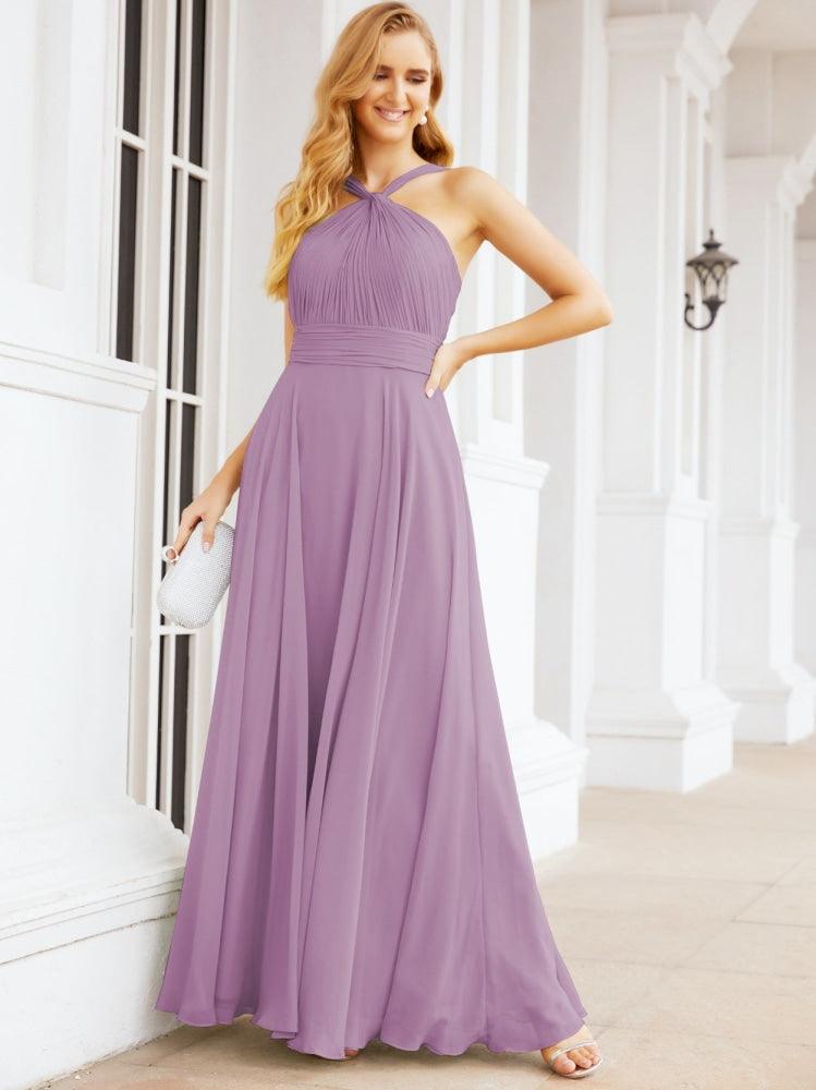 Numbersea Crisscross Halter Bridesmaid Dresses for Party Wedding Evening Prom Maxi Ball Gowns 28053