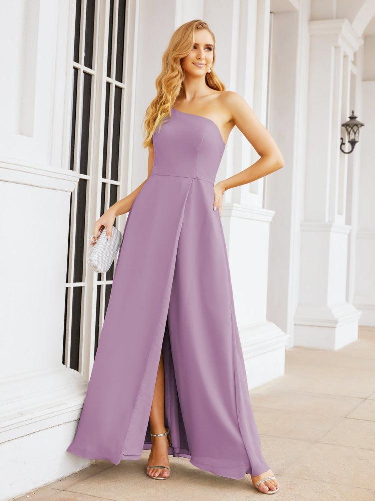 Numbersea Women's One Shoulder Formal Prom Gowns for Mother of The Bride Side Slit Bridesmaid Dresses 28052