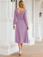 Bridesmaid Dress V-Back Waist Belt Mother of the Bride Wedding Guest 28031