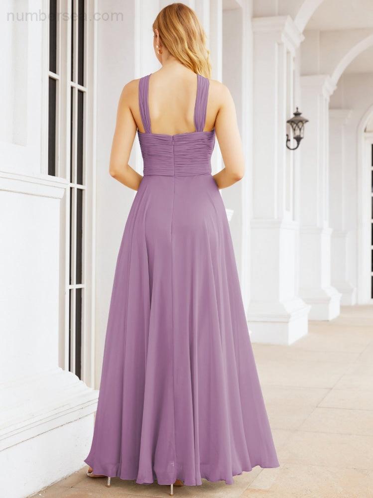 Numbersea Crisscross Halter Bridesmaid Dresses for Party Wedding Evening Prom Maxi Ball Gowns 28053