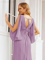 Numbersea Bridesmaid Dresses with Split for Wedding Party Flutter Sleeves 28045