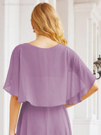Numbersea Bridesmaid Dresses for Wedding Formal Evening Party Prom Gown with Cape 28050