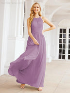 Numbersea Sleeveless Bridesmaid Dresses Long Prom Gown Zipper with Keyhole Back 28056