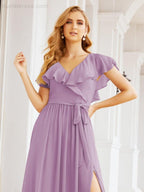 Bridesmaid Dresses with Flutter Sleeves Formal Evening Party Prom Gowns 28044