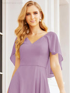 Numbersea Bridesmaid Dresses for Wedding Formal Evening Party Prom Gown with Cape 28050