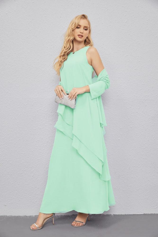 Mother of Bride Dresses with Open Front Lightweight Cardigan Formal Prom Gown  28081