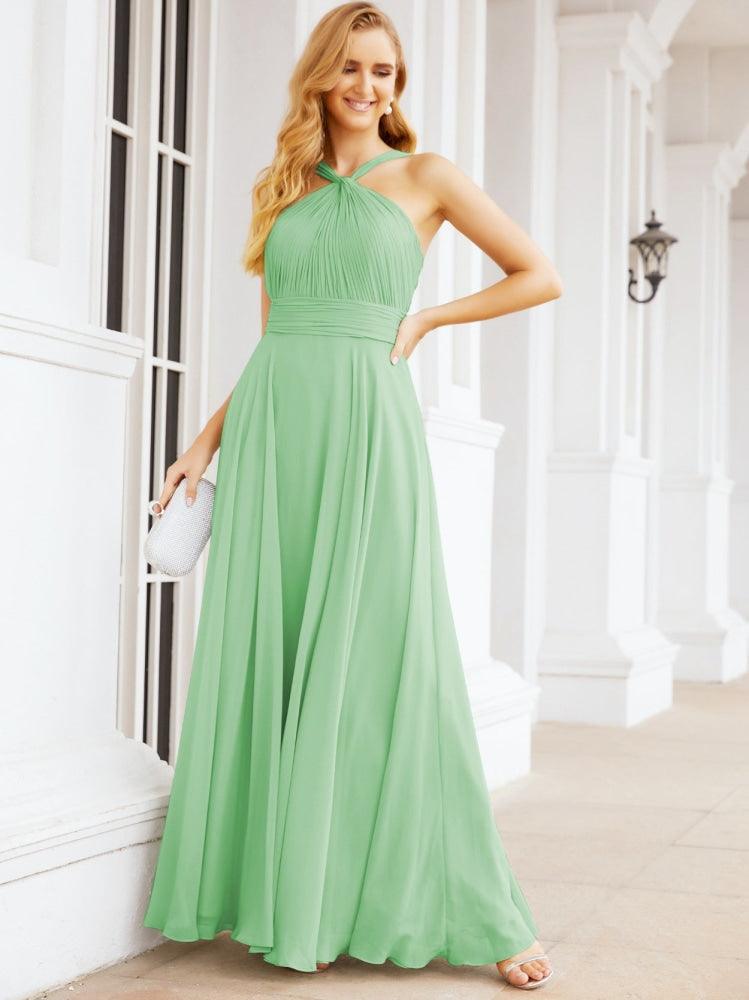 Numbersea Crisscross Halter Bridesmaid Dresses for Party Wedding Evening Prom Maxi Ball Gowns 28053