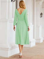 Bridesmaid Dress V-Back Waist Belt Mother of the Bride Wedding Guest 28031