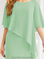 Numbersea Formal Party Gown Dress Long Mother of The Bride Dresses with Ruffle Cape 28026