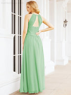Numbersea Sleeveless Bridesmaid Dresses Long Prom Gown Zipper with Keyhole Back 28056