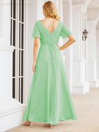 Numbersea Formal Prom Gowns for Mother of The Bride Short Sleeves Bridesmaid Dress 28049